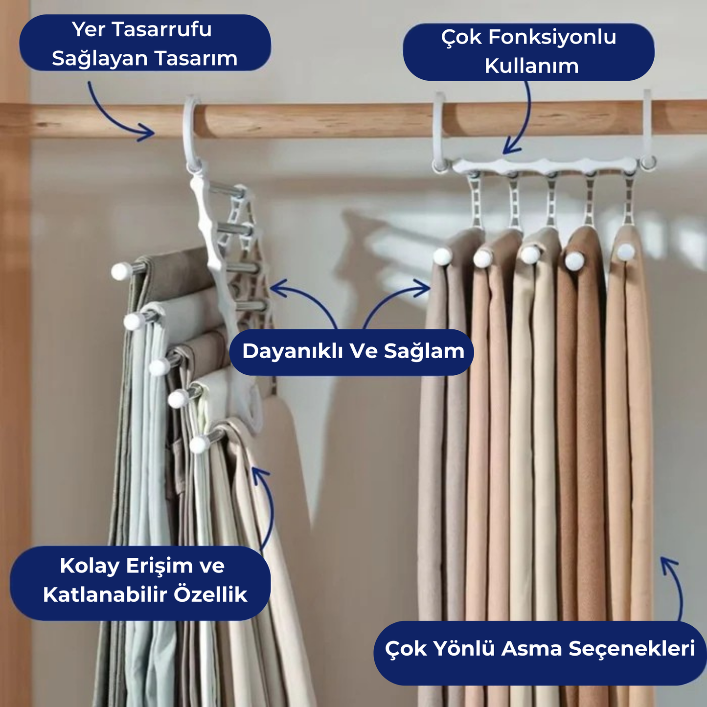Çok Fonksiyonlu Pantolon Askısı